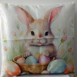 Cute Bunny Cushion Cover with Easter Eggs 3/$20
